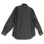 Mens Black White Striped Long Sleeve Collared Fit Button-Up Shirt Size L image number 2