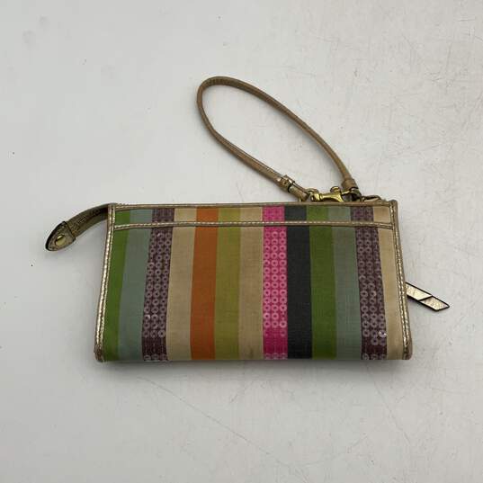Coach Womens Multicolor Striped Sequin Wristlet Wallet With Matching Coin Purse image number 2