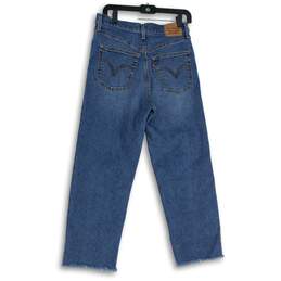 Womens Ribcage Blue Medium Wash Pockets Straight Leg Ankle Jeans Size 28 alternative image
