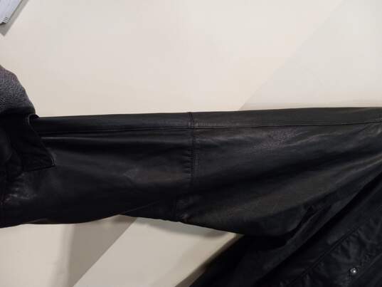 Wilsons Men's Black Leather Trench Coat Size L image number 6