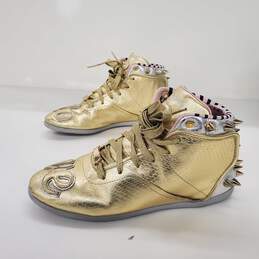 SAMPLE Melody Ehsani x Reebok Womens Metallic Gold Python Love Sneakers Size 9.5