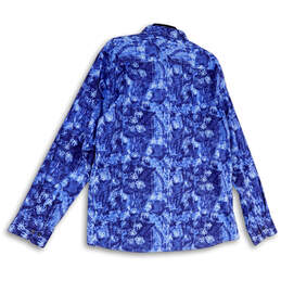 Mens Blue White Floral Long Sleeve Spread Collar Button-Up Shirt Size XXL alternative image