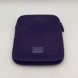 Michael Kors Womens Purple Monogram Embossed Soft Zipper IPad Tablet Case