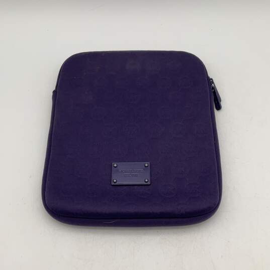 Michael Kors Womens Purple Monogram Embossed Soft Zipper IPad Tablet Case image number 1