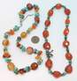 Artisan 925 Faceted & Tumbled Orange Agate Turquoise & Ball Beaded Necklaces Variety 136.2g image number 7