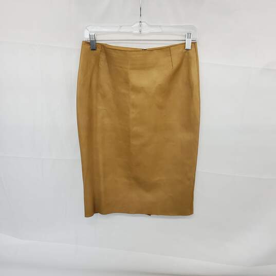 Dolce & Gabbana Women's Tan Leather Knee Length Skirt Size 38 image number 2