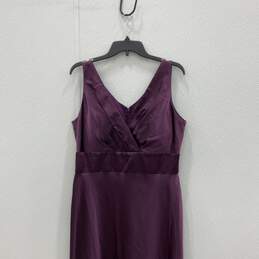 Nightway Womens Purple V-Neck Sleeveless Back-Zip Maxi Dress Size 14 alternative image