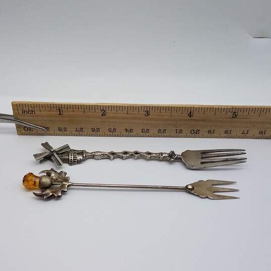 J.C & S Sterling Glass Thistle & Windmill Hors D'oeuvre Fork Bundle 2pcs 22.1g image number 5