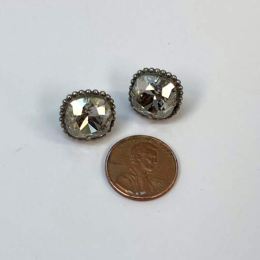 Designer Sorrelli Silver-Tone Clear Crystal Solitaire Stud Earrings image number 3