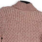 Womens Pink Turtle Neck Long Sleeve Knitted Stretch Pullover Sweater Size M image number 4