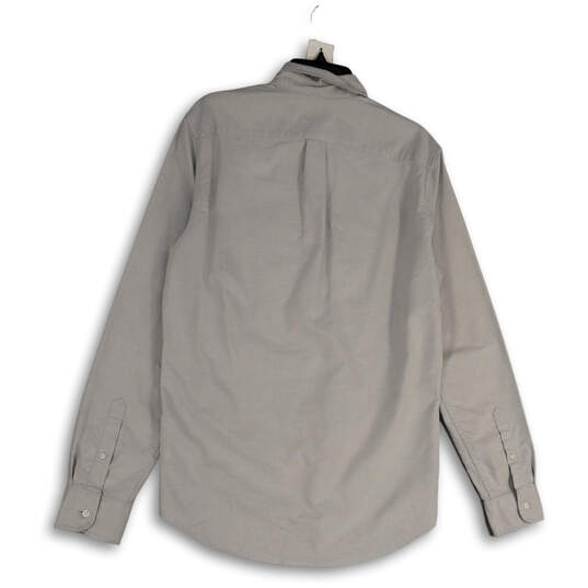 Mens Gray Long Sleeve Pockets Regular Fit Collared Button-Up Shirt M Tall image number 2