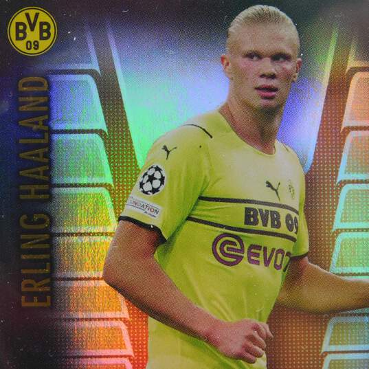 2021-22 Erling Haaland Topps Match Attax UCL Extra Hat Trick Hero image number 3