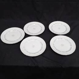 Set Of 5 Camelot Gracious Japan 1990 White Plates