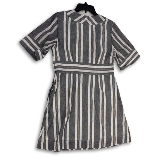 NWT Womens Gray White Striped Short Sleeve V-Neck Short A-Line Dress Size 8 image number 2