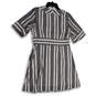 NWT Womens Gray White Striped Short Sleeve V-Neck Short A-Line Dress Size 8 image number 2
