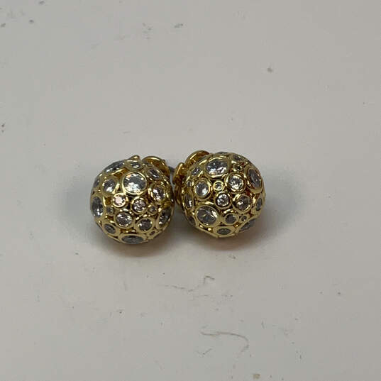 Designer Kate Spade Gold-Tone Cubic Zirconia Ball Shape Stud Earrings image number 2