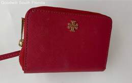 Tory Burch Womens Red Leather Credit-Card Holder Zip-Around Wallet Purse alternative image