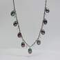 Sterling Silver Fw Pearl & Crystal 16 1/2in Necklace & 1 1/2in Earring Set 13.6g image number 2