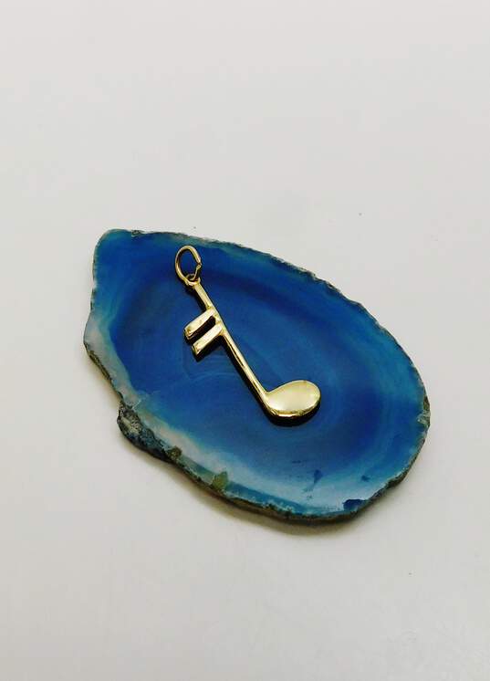 14K Yellow Gold Musical Note Pendant 1.4g image number 1