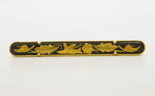 Vintage Damascene Gold Tone Ornate Scroll Floral Bird Jewelry 27.4g image number 3