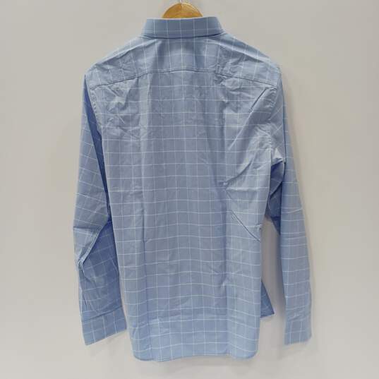 Banana Republic Men's LS Slim Flex it Blue Checkered Button Up Dress Shirt Size M NWT image number 2
