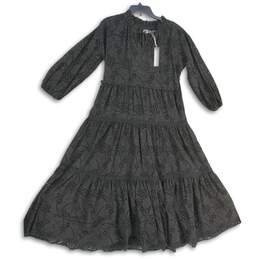 NWT Womens Black Long Sleeve Round Neck Maxi A-Line Dress Size 0 alternative image