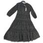 NWT Womens Black Long Sleeve Round Neck Maxi A-Line Dress Size 0 image number 2