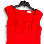 Womens Red Square Neck Sleeveless Knee Length Back Zip Sheath Dress Size 10 image number 3