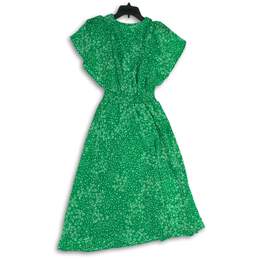 NWT DKNY Womens Green Floral V-Neck Short Sleeve Fit & Flare Dress Size 4 alternative image