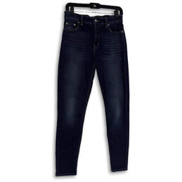 Womens Blue Denim Medium Wash 5 Pocket Design Skinny Leg Jeans Size 6/28
