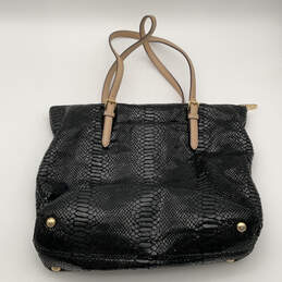 Womens Black Animal Print Leather Inner Pockets Bottom Studs Shiny Tote Bag alternative image