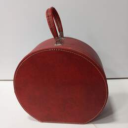 Vintage Travins Red Leather Leather Hatbox