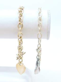 Romantic 925 Sterling Silver Heart Charm Bracelets 36.7g