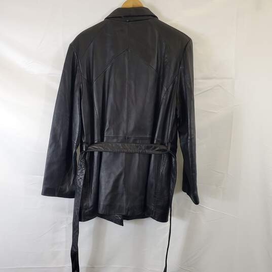 Studio Works Women Black Leather Jacket XL image number 2