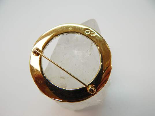 Swarovski Designer Icy Clear Rhinestone Gold Tone Open Circle Brooch 20.4g image number 4
