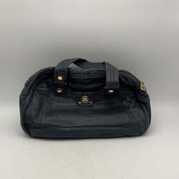 Marc By Marc Jacobs Womens Blue Leather Zipper Turn Lock Satchel Bag Purse