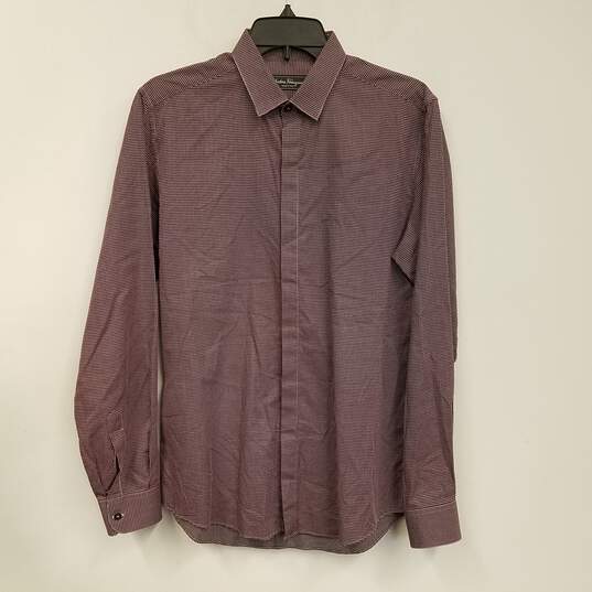 Salvatore Ferragamo Mens Multicolor City Fit Collared Button Up Shirt Sz M image number 1