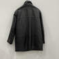 Mens Black Leather Long Sleeve Pockets Collared Button Front Jacket Size M image number 2
