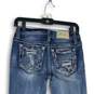 Womens Blue Denim Distressed Medium Wash 5-Pocket Design Skinny Jeans Size 25 image number 4