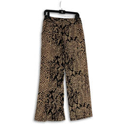 NWT Womens Multicolor Snake Print Elastic Waist Wide Leg Trouser Pants Sz 6 alternative image