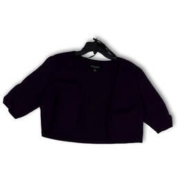 Womens Purple Long Sleeve Open Front Cropped Cardigan Sweater Size XL