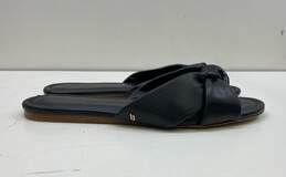 Veronica Beard Etra Knot Black Leather Flat Slide Sandals Women's Size 10 M