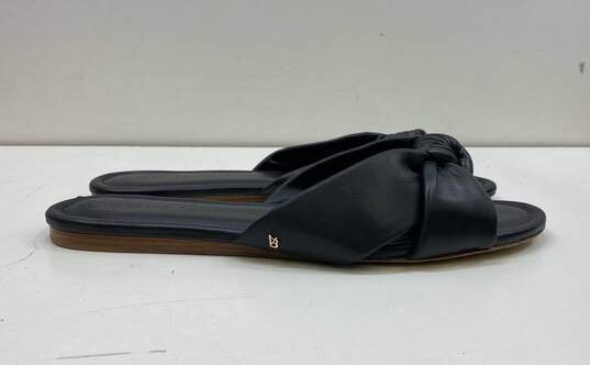Veronica Beard Etra Knot Black Leather Flat Slide Sandals Women's Size 10 M image number 1