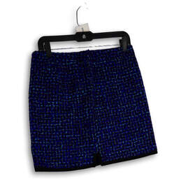 Womens Blue Tweed Regular Fit Flat Front Side Slit Back Zip Mini Skirt Sz 4 alternative image