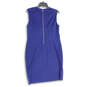 Womens Navy Blue Round Neck Sleeveless Knee Length Sheath Dress Size 1 image number 2
