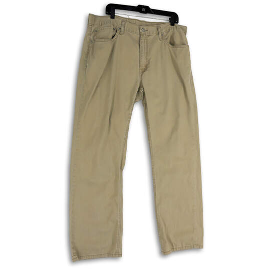 Buy the Mens Tan Denim Medium Wash Pockets Stretch Straight Leg Jeans Size  38x34