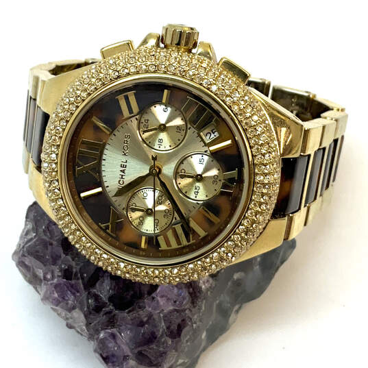 Designer Michael Kors MK-5901 Chronograph Dial Rhinestone Analog Wristwatch image number 1