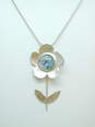 Signed SR 925 Roman Glass Flower Pendant Necklace 10.5g image number 2