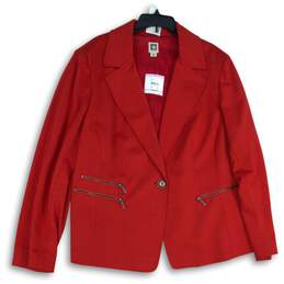 NWT Anne Klein Womens Red Notch Lapel Single Breasted One Button Blazer Size 22W