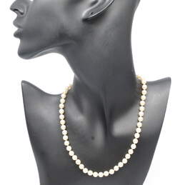 835 Silver Faux Pearl Beaded Necklace - 19.4g